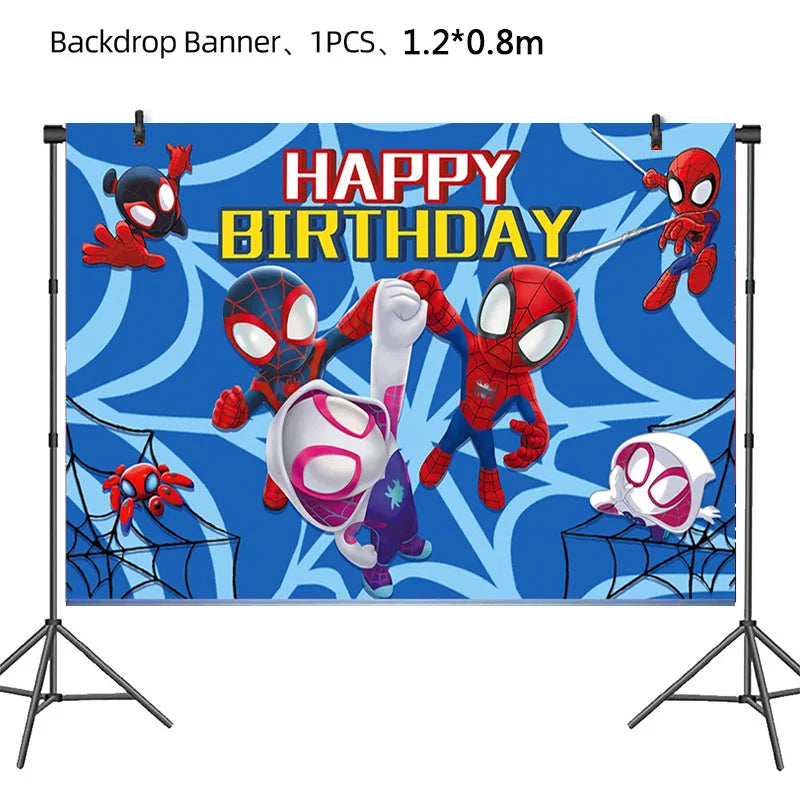 New SpiderMan Theme Birthday Party Decoration Marvel's Spidey And His Amazing Friends Aluminum Foil Balloon Disposable Tableware