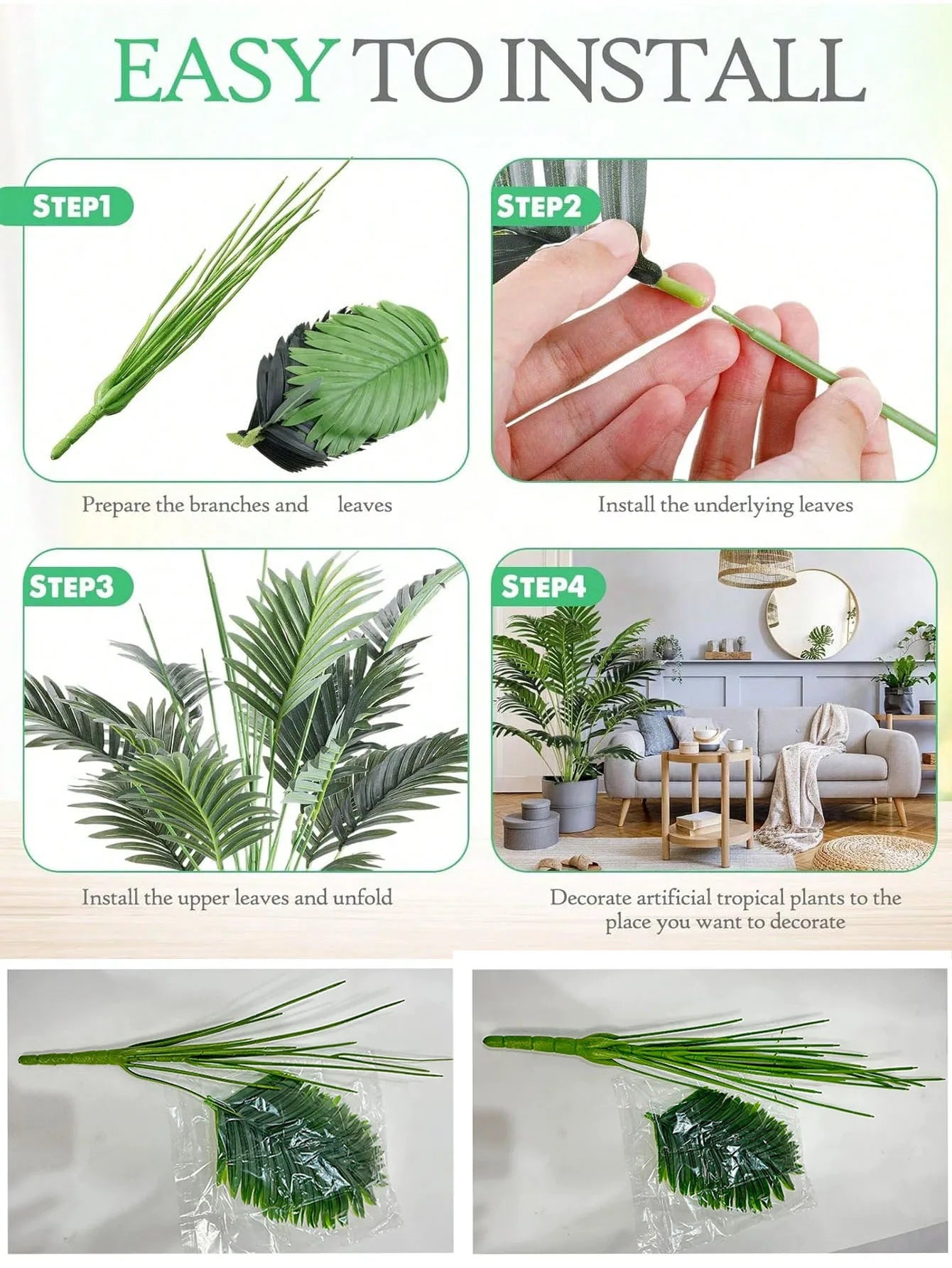 70-120cm Large Artificial Palm Tree Plastic Turtle Back Plants Leaf Schefflera Tropical Tree Home Office Party Outdoor Decor